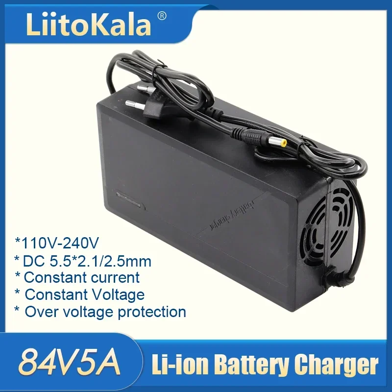 24V/42V/54.6V/67.2V/84V 5A Battery Charger 36V/48V/60V/72V 5A Li-ion Charger for 7S 10S 13S 16S 20S ebike Scooter battery pack