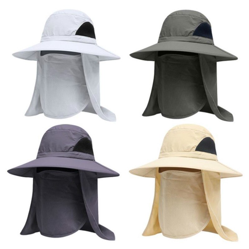 wide brim fishing hat for men outdoor hiking jungle sun hat breathable quick-drying large brim bucket hat fishermen cap panama
