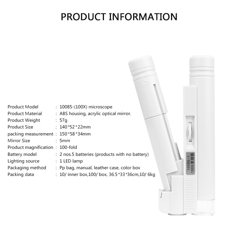 Mini Inspection Microscope Handheld Microscope with LED Illumination Portable Microscope Folding Jewelry Magnifier Magnifying