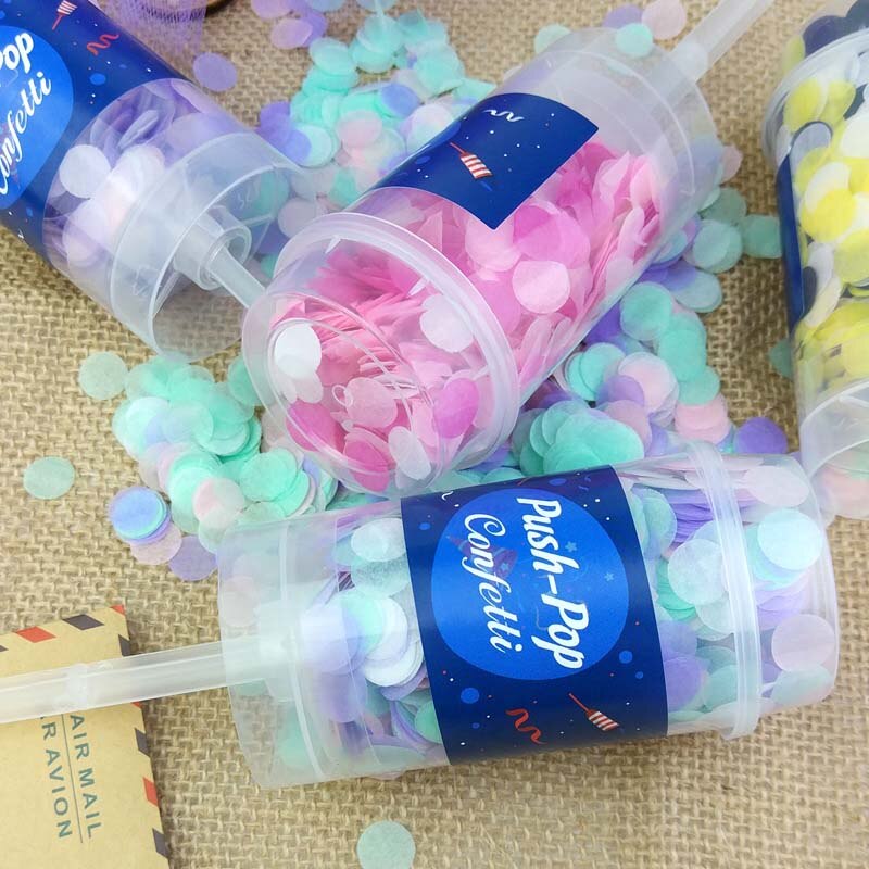 10pcs/set Push Pop Confetti Poppers for Wedding Happy Birthday Boy Blue Pink Paper Mermaid Confetti Party Decoration
