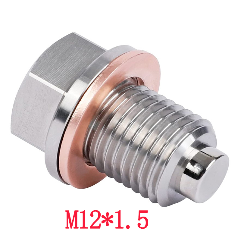 Magnetischer Ölablassschraube M12 x 1,5 Neodym-Magnet-Edelstahlbolzen mit 5 Cooper-Unterlegscheiben