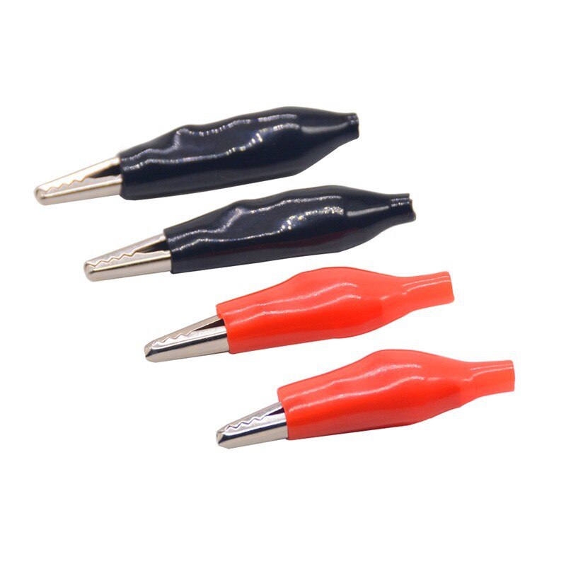 Pinza eléctrica de cocodrilo G98, medidor de sonda de prueba, Metal, 28mm, Negro, Rojo, con arranque de plástico, batería automática para coche, 10 Uds.