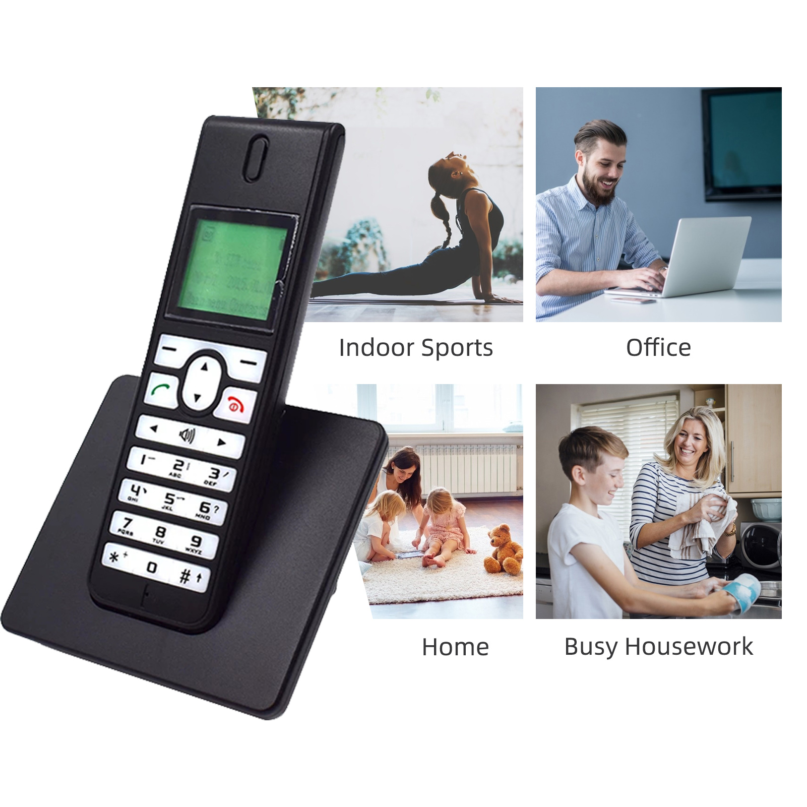 Beamio 2G GSM Wireless Telephone With SIM Card SMS Backlight LED Screen Cordless Phonoe For Older Man Women Home Office Black