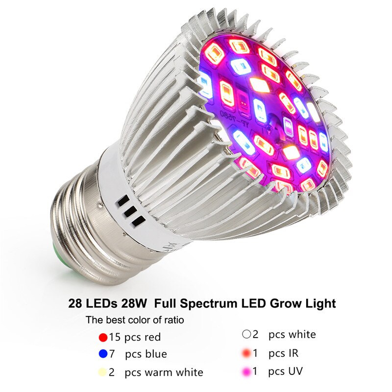 Led kweeklamp hydrocultuur groeilamp  e27 led kweeklampen  gu10 full spectrum 85-220v uv ir lamp plant  e14 bloem zaailing fitolamp