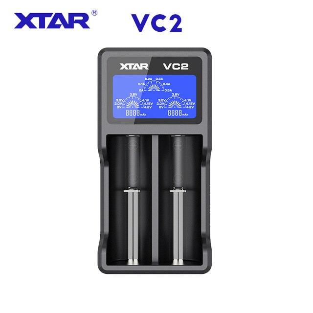 XTAR VC2 VC2 más VC4 VC2S VC4S cargador de batería para 10440/16340/14500/14650/18350/18500/18650/18700/21700/20700/17500: VC2