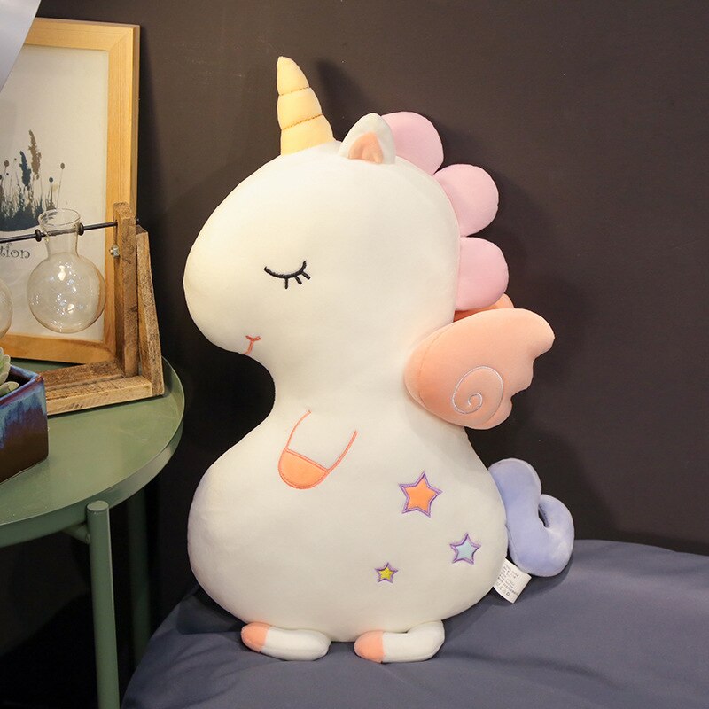 GRAN suave unicornio de peluche de juguete sofá almohada manta niña juguete de decoración del hogar para niños: 90cm / White