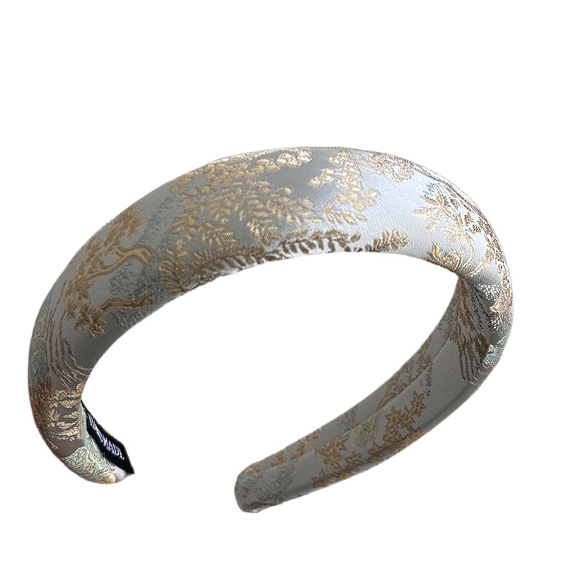 Nueva diadema bordada china, diadema de Jacquard de estilo chino para mujer, aro para el pelo , banda para el pelo con calavera alta, tocado vintage