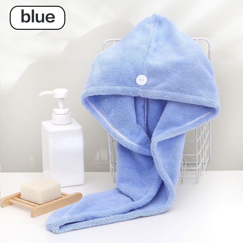 Hair Towel Wrap Fast Dry Hair Towel Super Absorbent Microfiber Coral Velvet Hair Drying Towel Quick Dry Hair Turban: Blue
