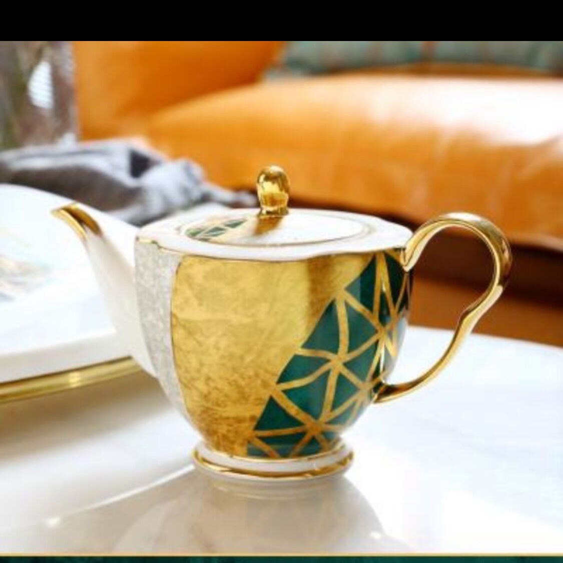 European-style gold bone China coffee cup and saucer set ceramic flower teacup small deluxe afternoon teacup spoon اكواب قهوه