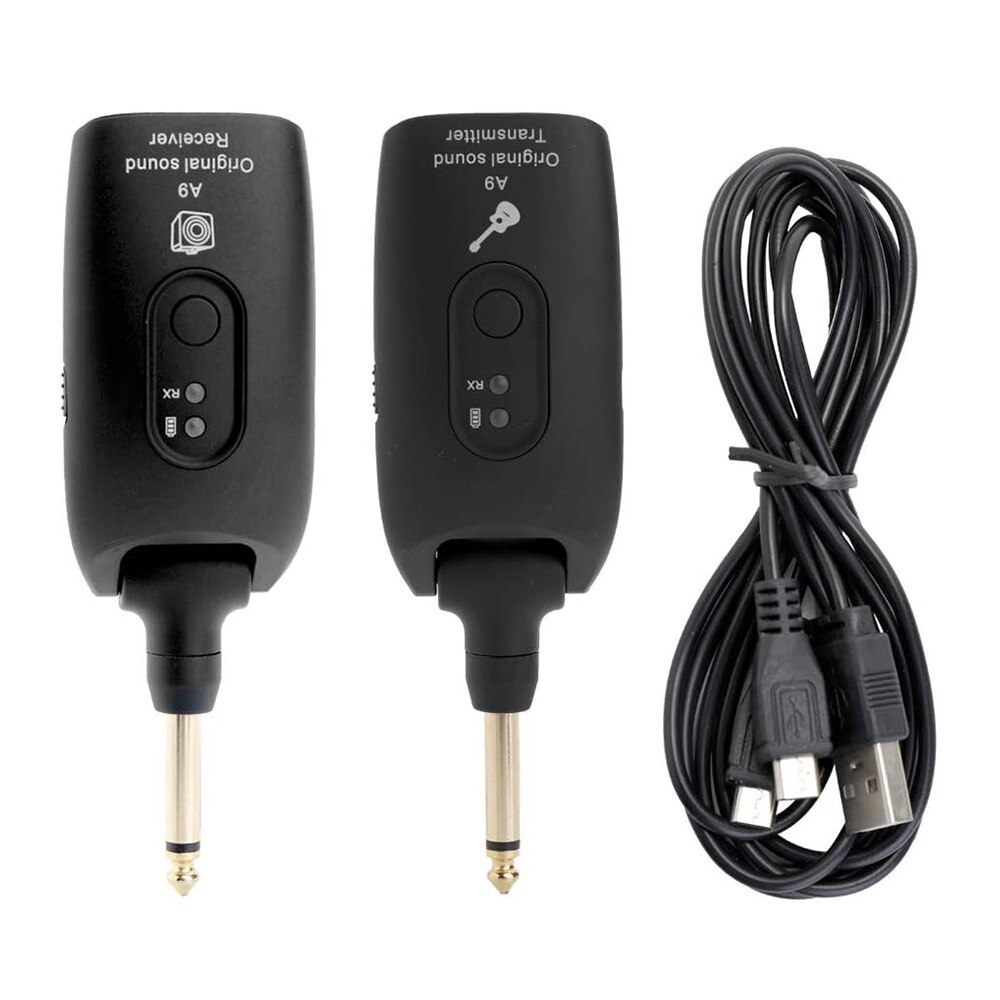 A9 UHF Wireless Electric Guitar Transmitter Receiver System 2.4GHz Rechargeable 4 Channels for Electric Guitar Bass Organ