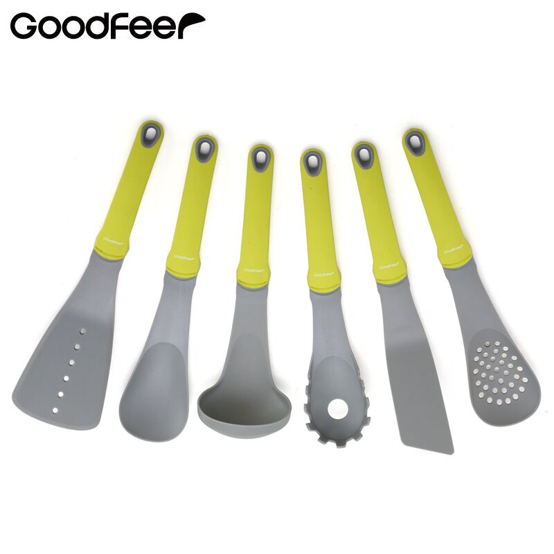 Redskapsredskap i nylon med långskaftsspad, soppsalladssked, slev, spaghettiserver, slitsad kokkärl goodfeer