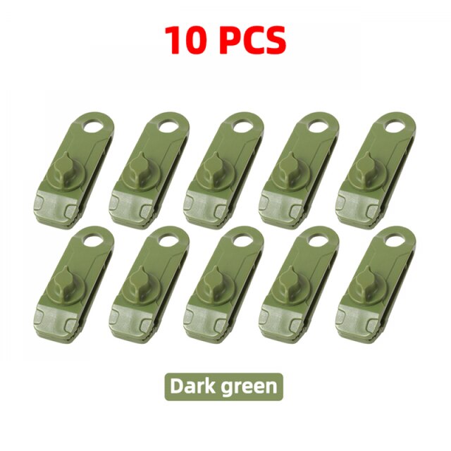 1/5/8/10Pcs Tarpaulin Clip Awning Tent Clamp Canopy Lashing Buckle Jaw Grip Outdoor Camping Hook Anchor Windproof Rope Barb: 10 PCS Green