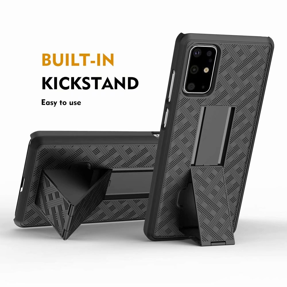 Woven 2 in 1 Hybrid Hard Shell Holster Combo Case With Kickstand & Belt Clip For Samsung Galaxy S20/S20 PLUS/S20 ULTRA