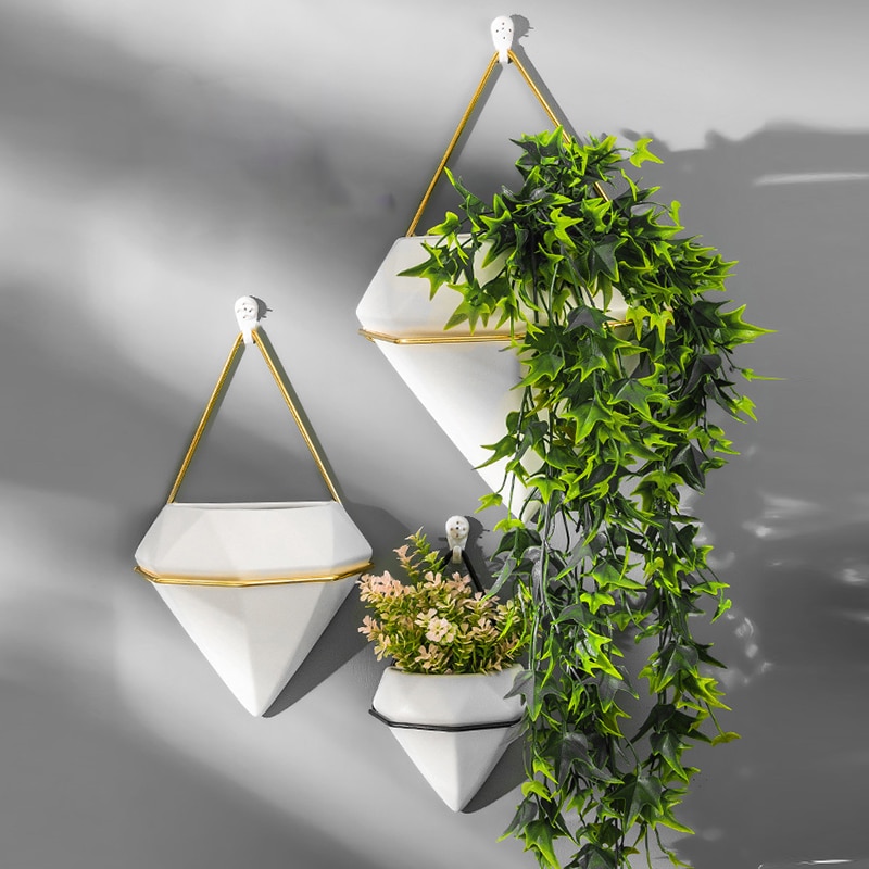 Succulente bloempothouder decoratief met touw hangende plantenbak muur wit praktisch modern keramiek -35