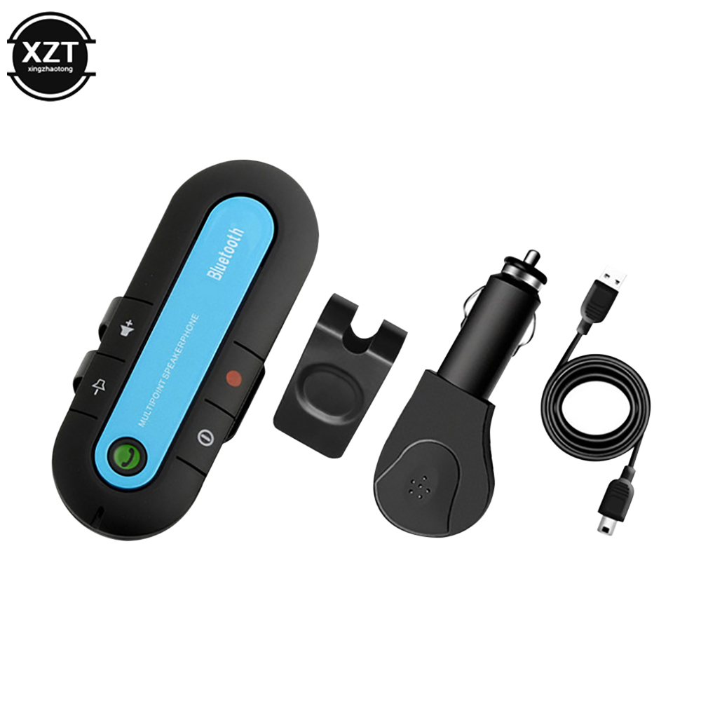 Altavoces inalámbricos Bluetooth para coche, Kit de manos libres, Altavoz Bluetooth, visera solar, reproductor MP3, accesorios para coche: Azul