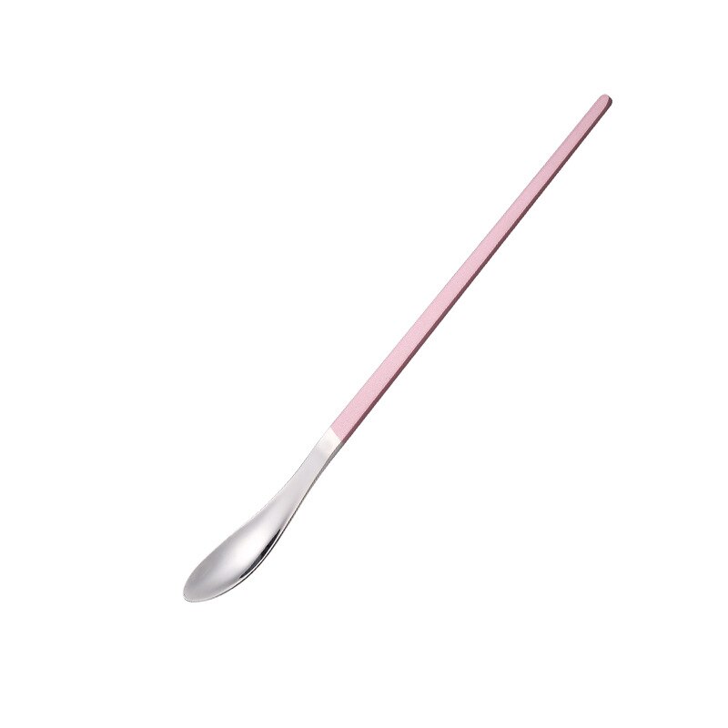 304 Stainless Steel Long Handle Stirring Spoon Cocktail Bartender Spoon Coffee Spoon Dessert Long Spoon Japanese Stirring Spoon: Silver pink