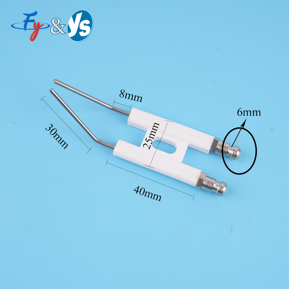 Universal H Type Ignition Electrodes For Oil Burner BT10 Ceramic Electrode Ignition Double Pin Siamese Ignition Pin Three Holes: WHITE