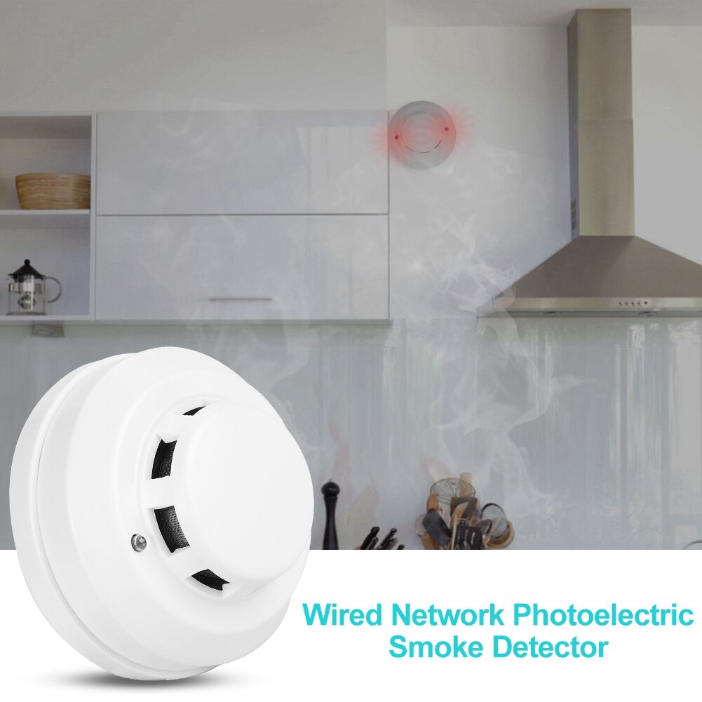 Smart Smoke Detector Wired Network Photoelectric Smoke Detector IR Alarm Fire Security DC 12V~DC 30V Fire Alarm Home Automation