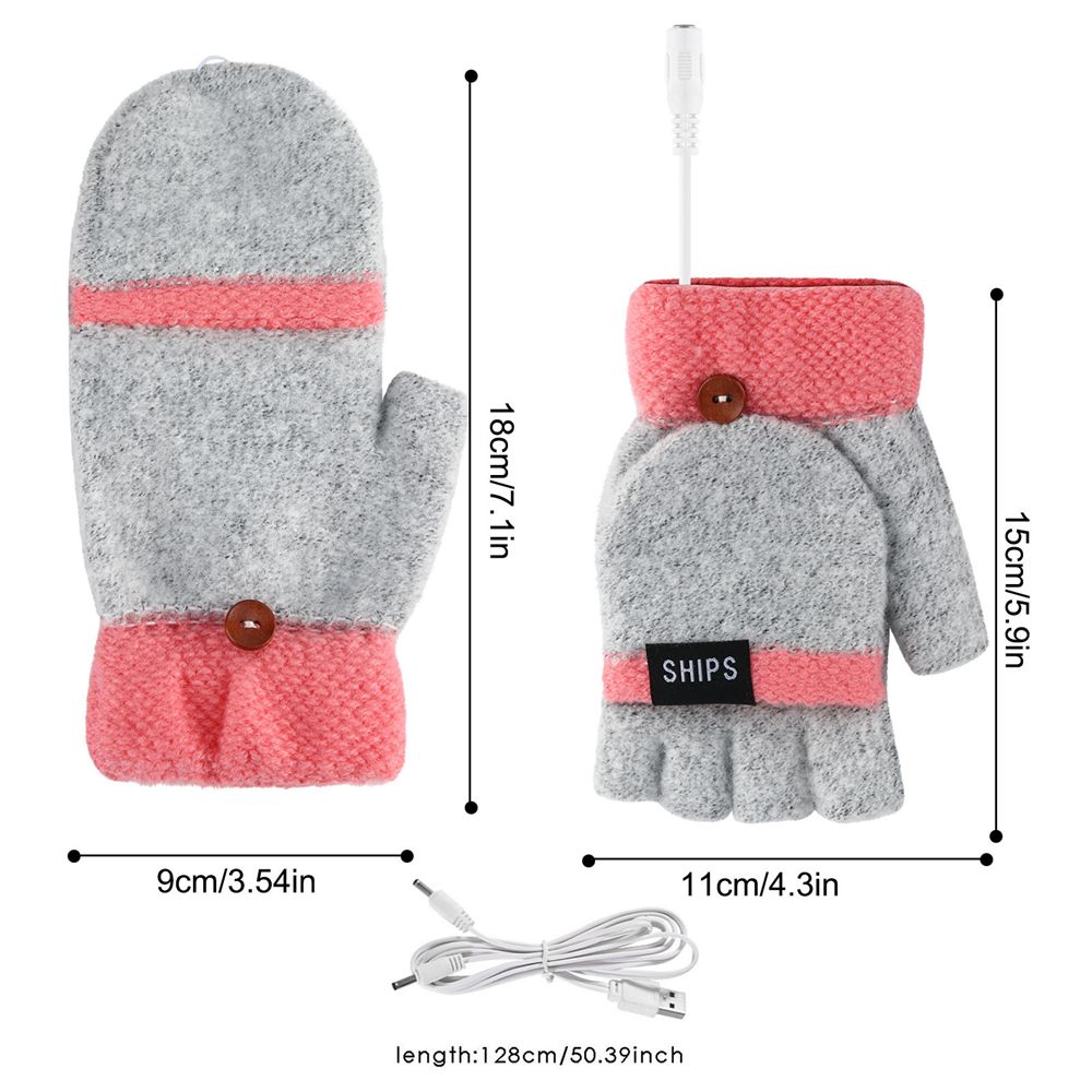 USB Electric Rechargeable Mitten Winter Heated Gloves Full&Half Finger Warmer