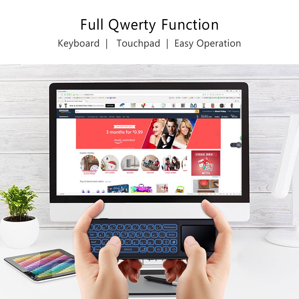 T6 T8 Plus Voice Remote Control 2.4G Wireless Fly Air Mouse mini keyboard English Russian 7 Colors Backlight for Android V Box