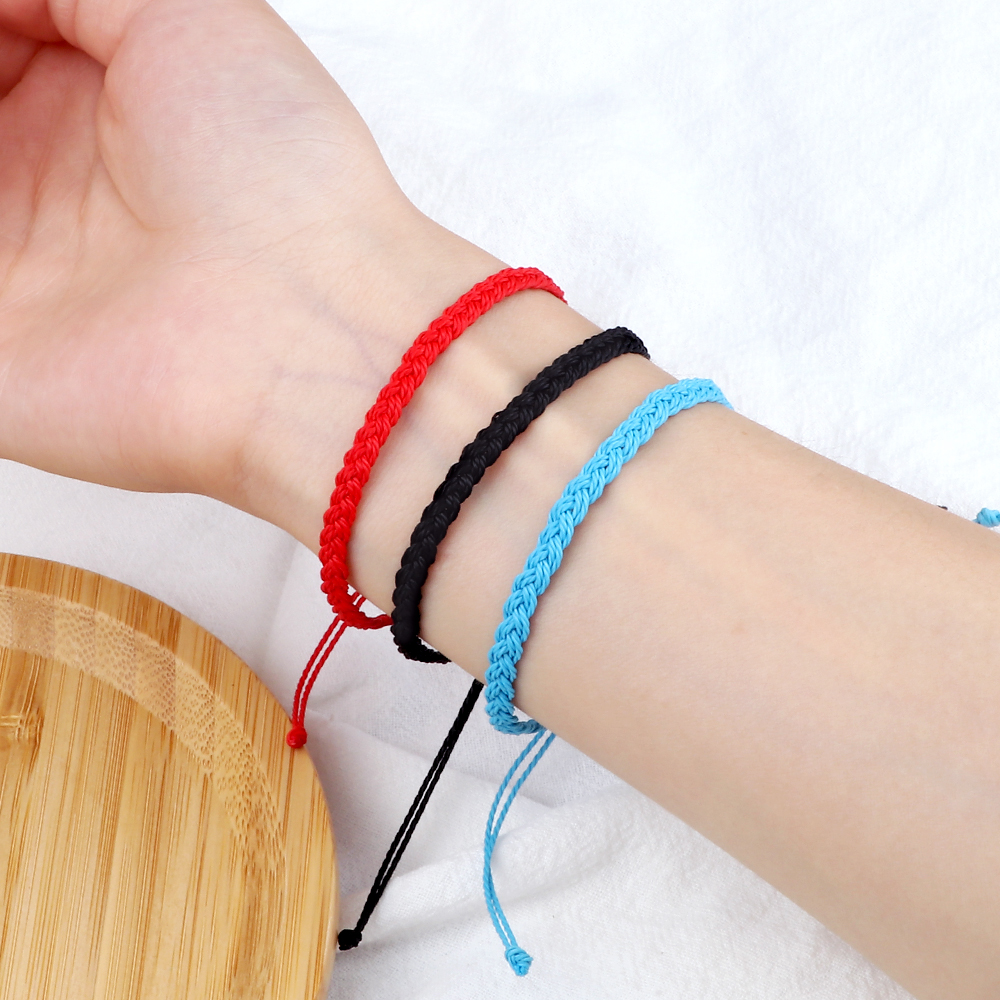Pulsera de hilo de cera impermeable ajustable para mujeres y hombres, pulsera budista tibetana tejida hecha a mano, joyería de oración de la suerte de la amistad