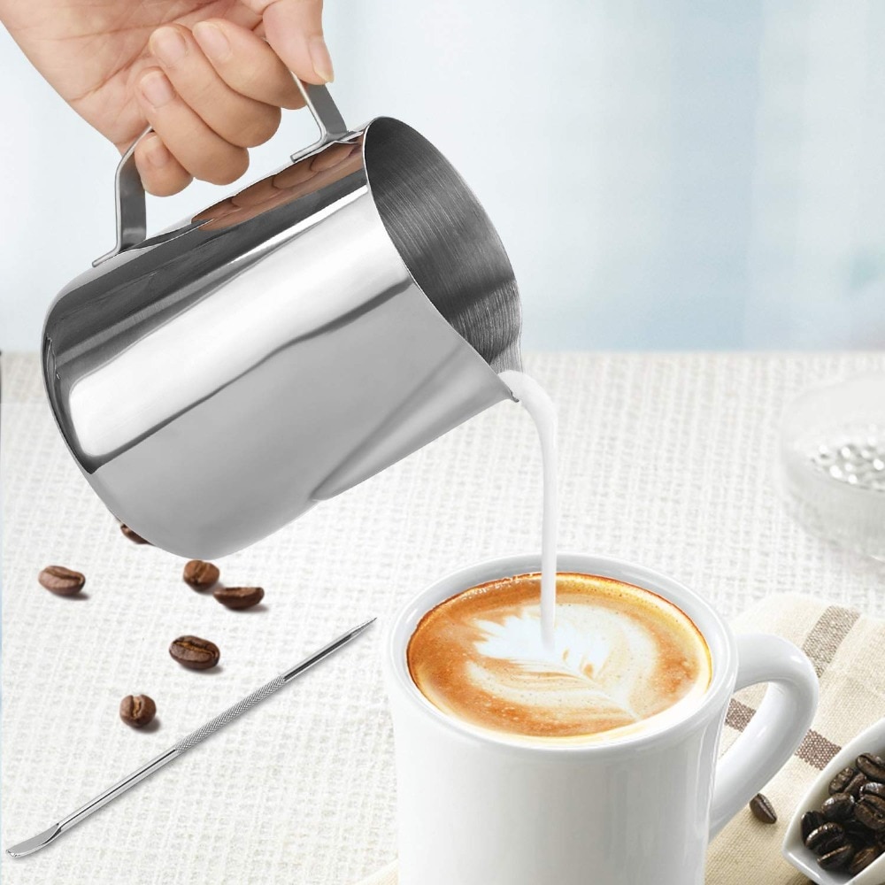 600ml/350ml/100ml ruostumatonta terästä maito/kahvi/cappuccino/latte art vaahdotuskannu barista maitokannu kuppi ja koristeellinen taidekynä