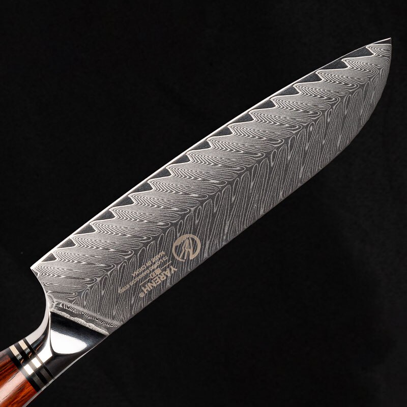 Yarenh 7 Inch Santoku Knife - 73 Layers Japanese High Carbon Damascus Steel - For Dicing Meat Vegetable Chef Knives - Box