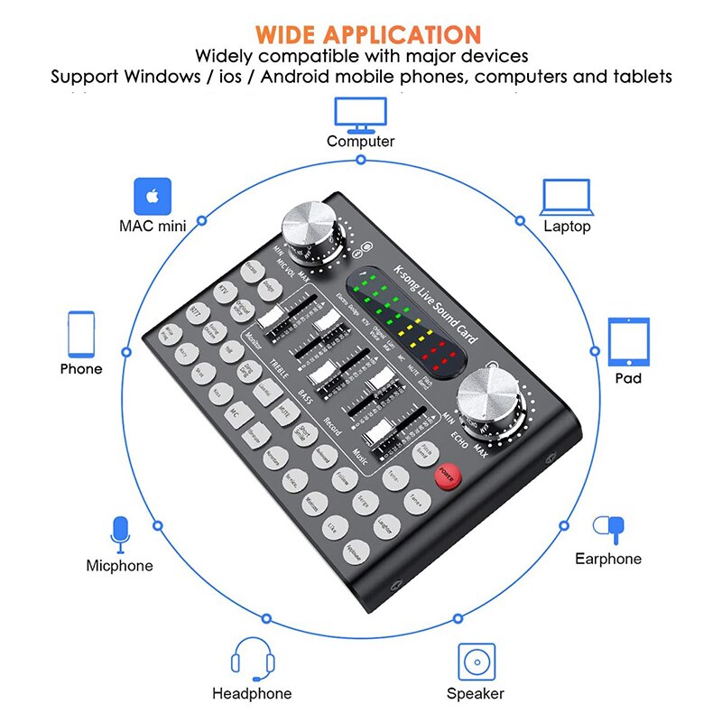 F9 Audio Sound Card 3.5mm Headset Live Studio Phone Computer Sound Adapter Universal Voice Change Audio Mixer Adapter Card