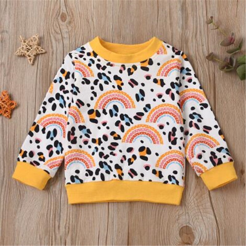 0-24M enfant en bas âge enfants bébé garçons filles léopard arc-en-ciel imprimé pull sweat automne hiver bébé infantile à manches longues hauts