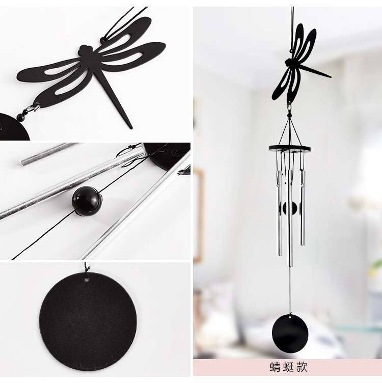 Metal Multi-tube Wind Chime Home Decoration Ornaments Wedding Birthday Hanging Pendant: Dragonfly