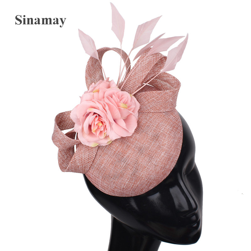 Elegante Damesmode Haar Bruiloft Fascinator Hoed Hoofdband Chique Hoofddeksels Met Hoofdband Fancy Mesh Formele Chapeau Cap