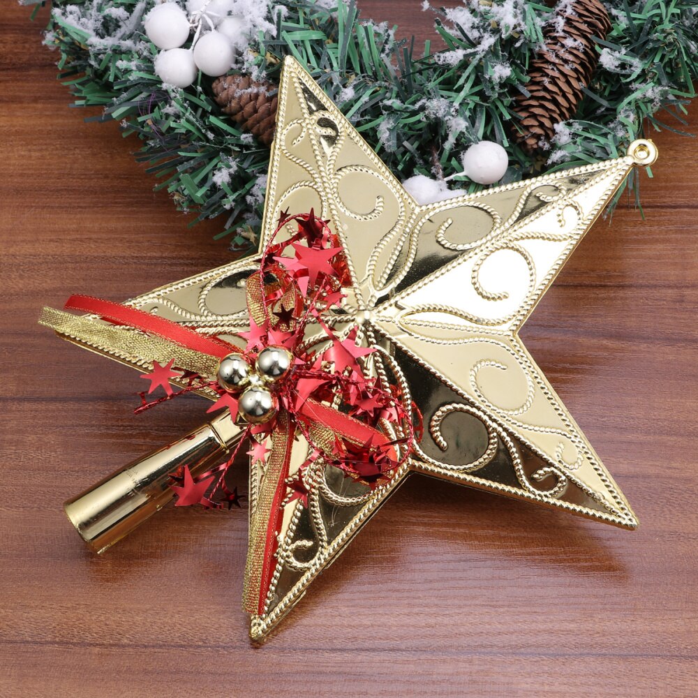 20cm Christmas Tree Star Topper Glittering Christmas Tree Decoration Ornaments (Golden)