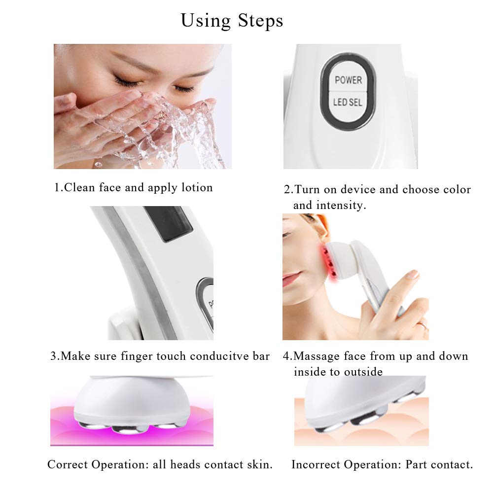 6 Color 5 in 1 LED Skin Tightening Device Facial Machine Multifunctional Facial Massager High Frequency Colorful Light Therapy