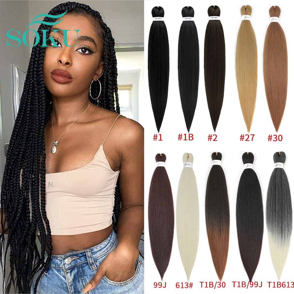 Pre Stretched Braiding Hair Soft Yaki Straight Synthetic Extensions Crochet Braids SOKU Synthetic Braiding Hair For Braids Twist
