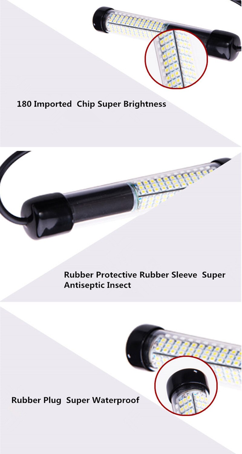 25w 5m led onderwater vislamp diep onder water vislokmiddel aaszoeker lamp inktvis aantrekkend 12v nachtvislamp