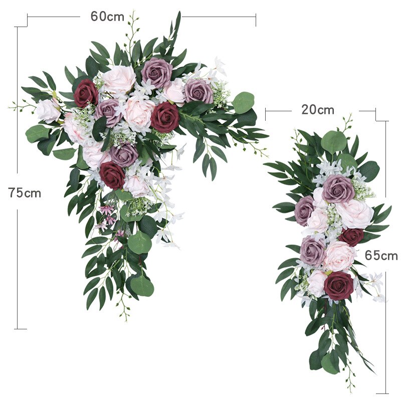 Guirlande artificielle pour arc de mariage, 2 pièces/ensemble, accessoires, carte de bienvenue, décor de panneau mural Floral, Arrangement de rangée de fleurs, exposition de fenêtre: 11-12