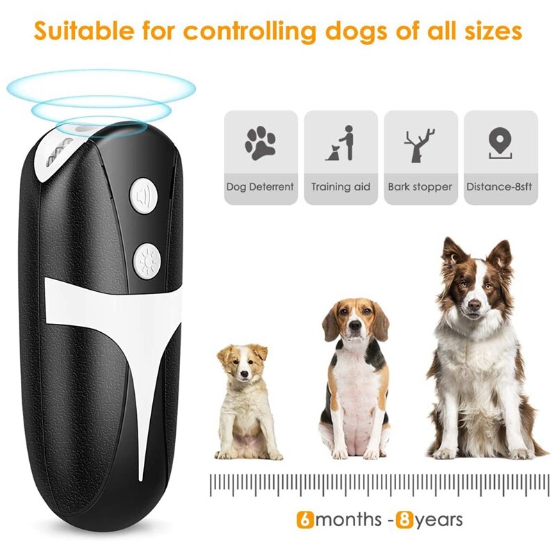 Handheld Dog Repellent, LED Ultrasonic Infrared Dog Deterrent 2 in 1 Dog Behavior Training Device
