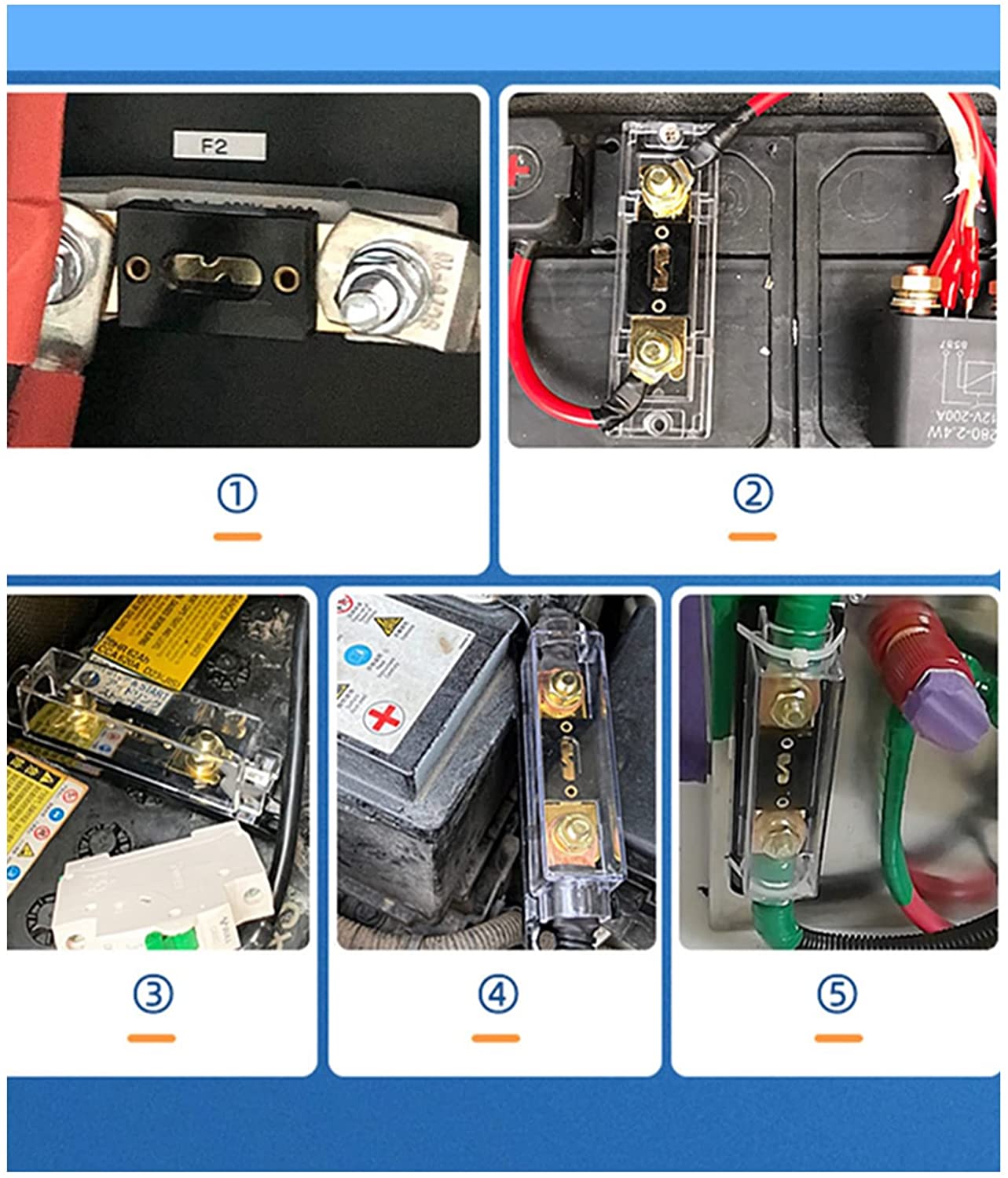 ANL Car Audio Fusível Power Fuse Holder 100A/150A/200A/250A/300A Fusível em linha 0/2/4/8 Gauge AWG Fusível aparafusado