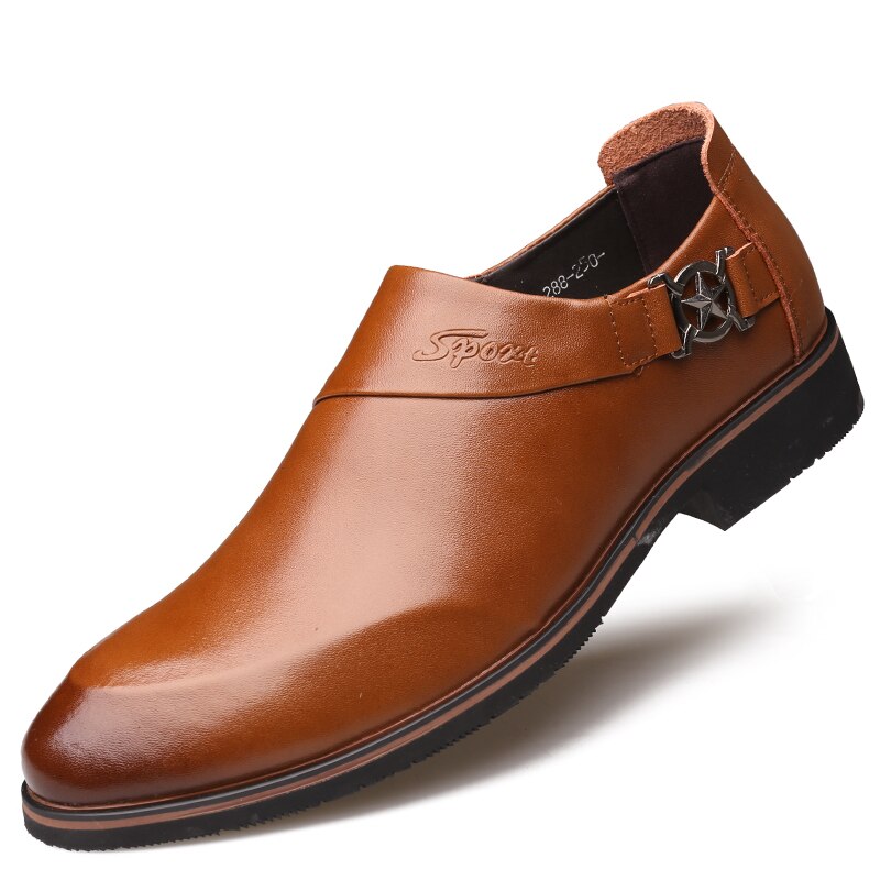 Goxpacer business sko mænd bryllup sko vintage metal spænde læder flats sko pu åndbar