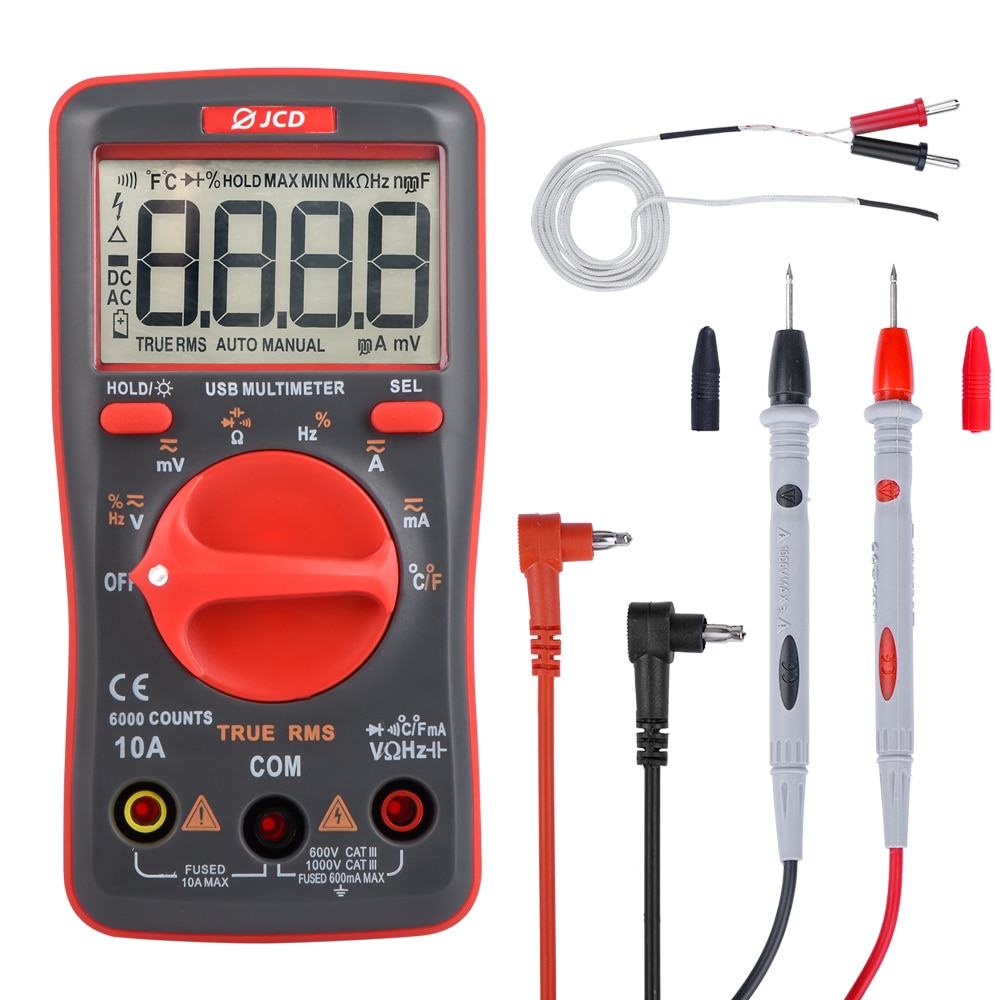 QHTITEC UM16 Digital Multimeter Auto Ranging TRMS 6000 Counts Volt Meter Measures Temperature Tester Tools with Backlight