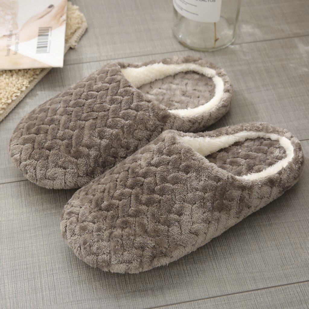 Vrouwen Warm Indoor Slippers Huis Pluche Zachte Katoen Slippers Non-Slip Vloer Thuis Slippers Dames Slides Voor Slaapkamer # t1P: Coffee  / 39