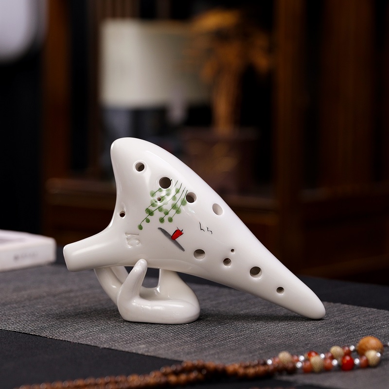 Fijne Handgeschilderde Ocarina 12 Hole Ac Professionele Beginner Fluit Twaalf Hole Alto C Tone Tao Xun Playing Musical instrument: Lonely boat