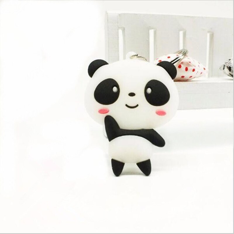 Mignon dessin animé porte-clés Silicone bijoux Animal Panda porte-clés voiture filles sac porte-clés ornements accessoires