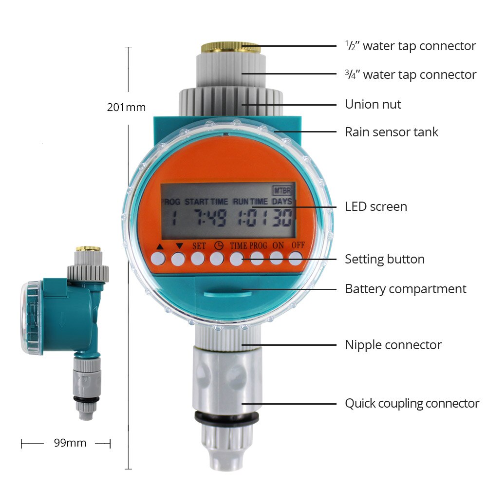 Garden Automatic Water Timer Energy Saving Woterproof Rain Sensor With Battery Watering Irrigation Timer Controller