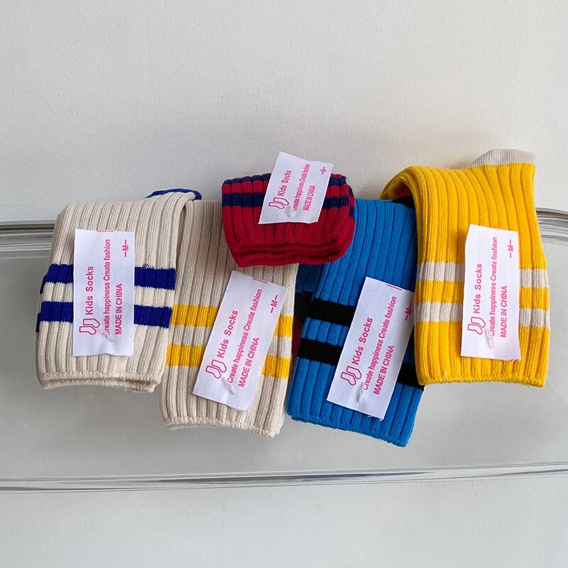5 Paren/partij Kids Sokken Lente &amp; Herfst Katoen Gestreepte Knie Hoge Sokken Voor Jongens En Meisjes Kinderen Sokken 1-8 Jaar
