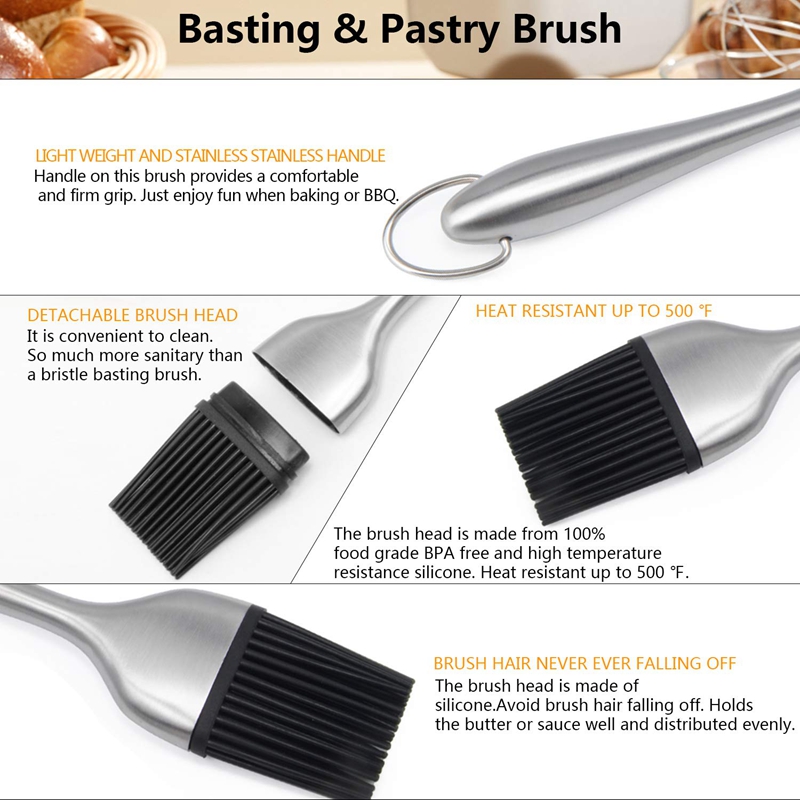 Dough Blender Stainless Steel Pastry Cutter Set, Pastry Blender+Dough Scraper + Pastry Brush, Dough Cutter/Blende