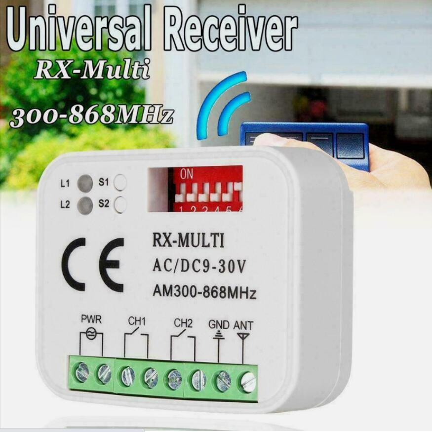 Rx Multi 433 Een 900 Mhz 300-868Mhz Ac Dc 9-30V Universele Afstandsbediening Garagedeur Ontvanger 2 Kanalen Poort 868Mhz Barrière Fob
