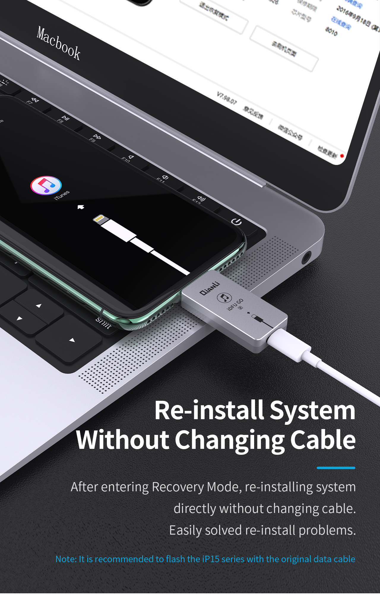 Qianli iDFU GO 2e 3e Lightning/Type-C Herstellen Kabel Herstel Booster Techniek Seriële Poort Tool voor iPhone 15-serie/iPad