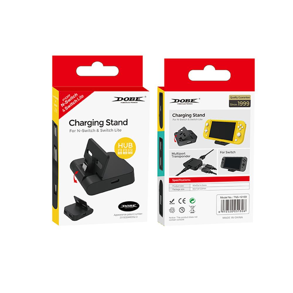 Portable Light Foldable Charging Dock Station Stand Charger Holder with 3 USB Hub for Nintend Switch Lite and NS Switch Console: Default Title