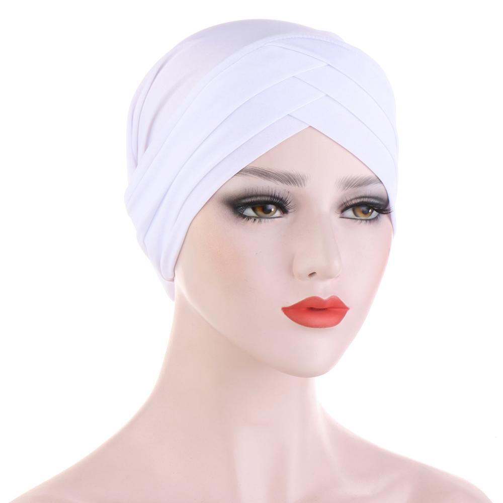 Front croisé Turban musulman couleur Pure coton extensible Hijabs intérieur pour casquettes prêt à porter femmes foulard sous Hijab Bonnet: 9
